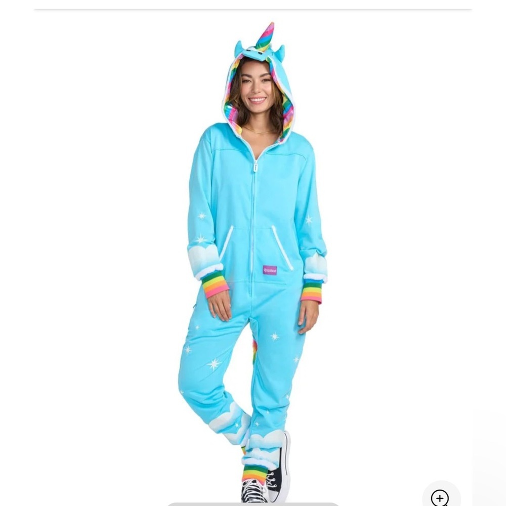 Tipsy Elves Adult Rainbow Unicorn Zipped Sweatshirt One Piece Costume NWT M​